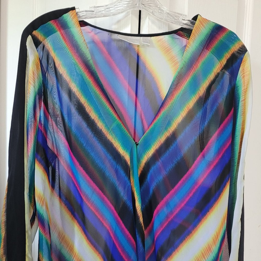 Colorful Sheer High Low Blouse TopShirt